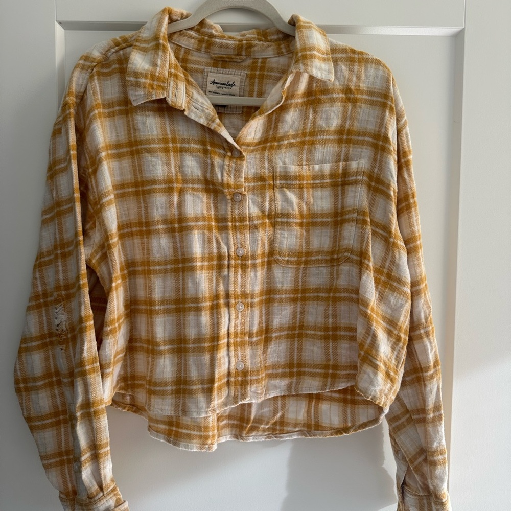 American Eagle Outfitters Mustard Plaid Shirt